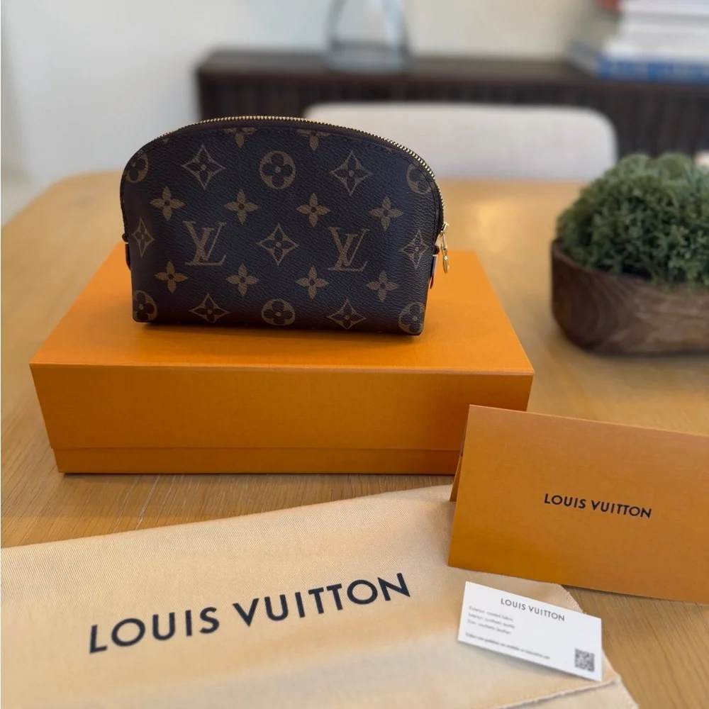 Louis Vuitton Monogram Zip Pouch in Brown with Gold Hardware